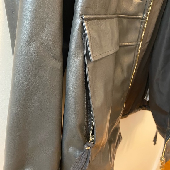 Zara Oversized Faux Leather Hooded Jacket - Picture 3 of 8